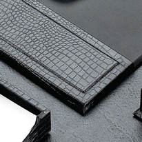 Leather Black Croco Desk Pad