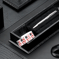Black Croco Leather Stationary Holder