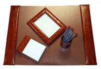 18" x 24" Reptile Grain Leather Desk Blotter Set